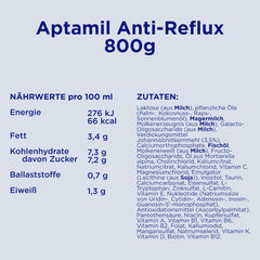Aptamil Anti-Reflux - Komplet formel fra fødslen Diætstyring Opkastning og opstød Babymad Mælkepulver 1 x 800 g