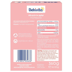 Peach Apple-pakninger - 16 pakker (4 pakker, 4 x 90 g hver), uden tilsat sukker, glutenfri, vegansk, ideel til babyer fra 5 måneder, perfekt til take-away