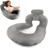 Pernă de citit, pernă de spate în formă de U cu pernă de gât, pernă de gaming gri, pernă pentru citit, joacă, lucru, odihnă