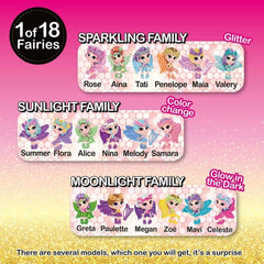 CRAZE Fairy in My Pocket | Păpușă zână cu aripi, jucărie zână de colecționat cu efecte speciale precum sclipici, strălucire în întuneric și schimbare de culoare Papusi Naty Shop