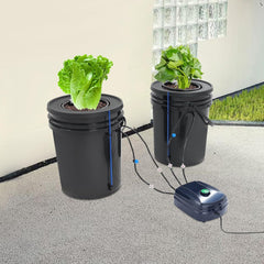 Komplet DWC Hydroponic System Kit med 12W luftpumpe, 2 spande (5 gallon), Hydroponic Grow System, 2 poser Ceramsite, Pot Irrigation Kit