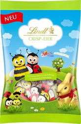 Lindt Chokolade Crunchy Eggs | 86g pose | Alpine mælkechokoladeæg med en delikat sprød hasselnøddecremefyld til påske | Påskechokolade til børn | Gave af chokolade | påskeæg | Chokoladeæg