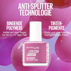 Maybelline New York Super Stay Ink Bonder 113 Barely Sheer - langtidsholdbar neglelak til stærke negle og intens farve, 12,3 ml
