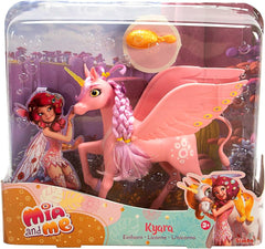 Simba 109480092 - Mia and Me Unicorn Kyara, cu aripi mobile, agrafe de păr și perie pentru coafat, 20 cm, de la 3 ani, roz Papusi Naty Shop Singur