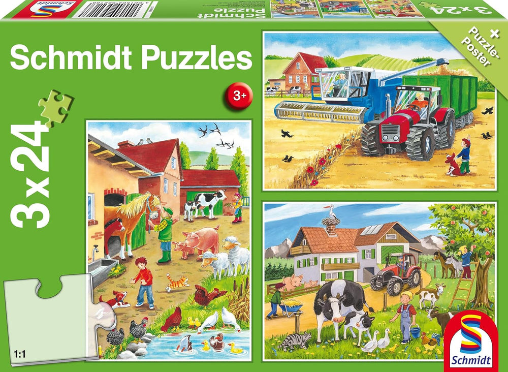 Schmidt Spiele 56216 Puzzle jigsaw pentru copii, 3X24 piese Puzzle Naty Shop Titlu implicit