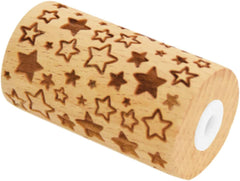 SKROTKOGNING - Mini-Roller aus Holz "Stern" – Deko mit eingravierten Abdrücken in Relief – Backform für Dekoration von Keksen, Keksen, Keksen – 5302
