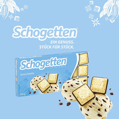 Schogetten Stracciatella chokoladebar 100g, individuelt portioneret. En fryd. Stykke for stykke.