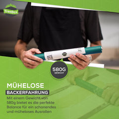 Nudelholz - Teigroller fra Silikon og Edelstahl - Modernes Nudelholz ohne Griffe mit Antihaftwirkung, Fondant og Teig im Handumdrehen ausrollen, Backutensilien