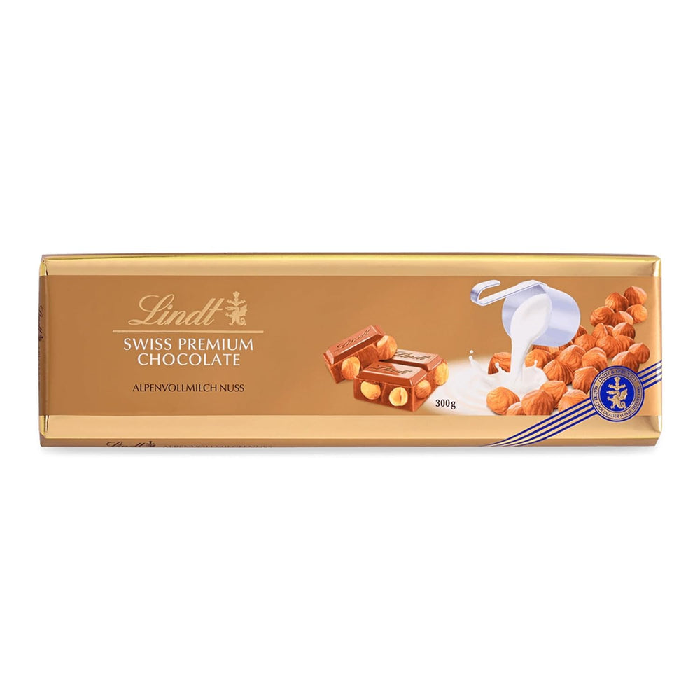 Lindt Chokolade | Chokolade med mælk og nødder | 300 g | Den fineste hele nøddemælkchokolade | Chokoladebar