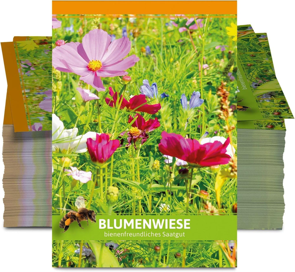 FLORTUS Wildflower Meadow Party Favors (100 stykker) | Blomsterfrøblanding til bier og insekter som takkegaver og salgsfremmende gaver