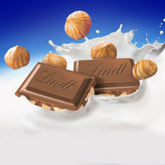 Lindt Chokolade | Mælkechokolade hasselnøddebar | 100 g | Blød, smeltet mælkechokolade med sprøde stykker hasselnød | Chokoladebar