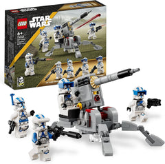 LEGO 75345 Star Wars 501St Clone Troopers Battle Pack Set cu vehicule și 4 figurine, jucărie construibilă cu tun AV-7 anti-vehicul și trăgător cu arc Seturi de constructie Besuche den LEGO-Store Singur