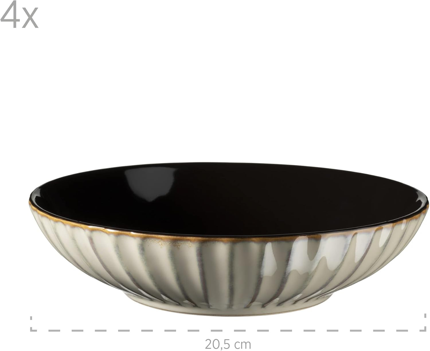 MÄSER 931963 Serie Confino Geschirr Set Für 4 Personen Im Modernen Vintage Look, 20-Teiliges Kombiservice Aus Keramik in Beige Mit Schwarzen Akzenten, Steinzeug Naty Shop