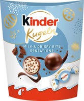 Kinder Balls Milk & Crispy Bits Sensations 90g – Mælkechokoladekugler med mælkefyld og kakaochips – Påskechokolade, påskeslik – påskegave og souvenir