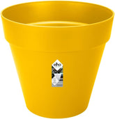 elho Loft Urban Round 40 - Ghiveci de flori pentru exterior - Plastic 100% reciclat - Ø 38,5 x H 35,3 cm - Galben/Ocru