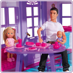 Simba 104661996 - Steffi Love Dreamhouse, Stort Legehus, 4 Værelser, INGEN DUKKERE, 84 cm høj, To Etager, Funktionel Klokke, Sammenklappelige Naty Shop Dukkehuse
