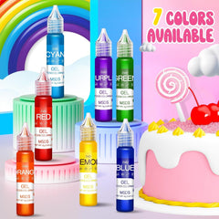 Colorant alimentar în gel - Coloranți alimentari în culorile curcubeului pentru prăjituri, copt, fursecuri, macaroane - Colorant alimentar concentrat fără zahăr pentru decorarea torturilor, băuturi, ouă de Paște, slime - 15 g fiecare