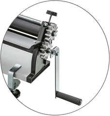 DKN Pizzadejrullemaskine med håndsving, 48,8 cm, nudelmaskine, Teigfolie med Anti-Haft ruller og Dicken Control – Konstruktion af massiv Stahl og Aluminium