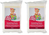 FunCakes Modelling Paste White: Perfectă pentru modelarea figurinelor, a vârfurilor de tort și a volanelor. Puternică, netedă și suplă. Halal, kosher și fără gluten. 250 g. (pachet de 2) Pasta de zahar Naty Shop Alb 250 grame (pachet de 2)