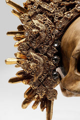 Kare Design obiect decorativ King Skull, maro, sculptură, motiv craniu, craniu decorativ, pictat manual, lucrat manual, unic, 42x34x20 cm (h/w/d) Statuete si sculpturi Naty Shop