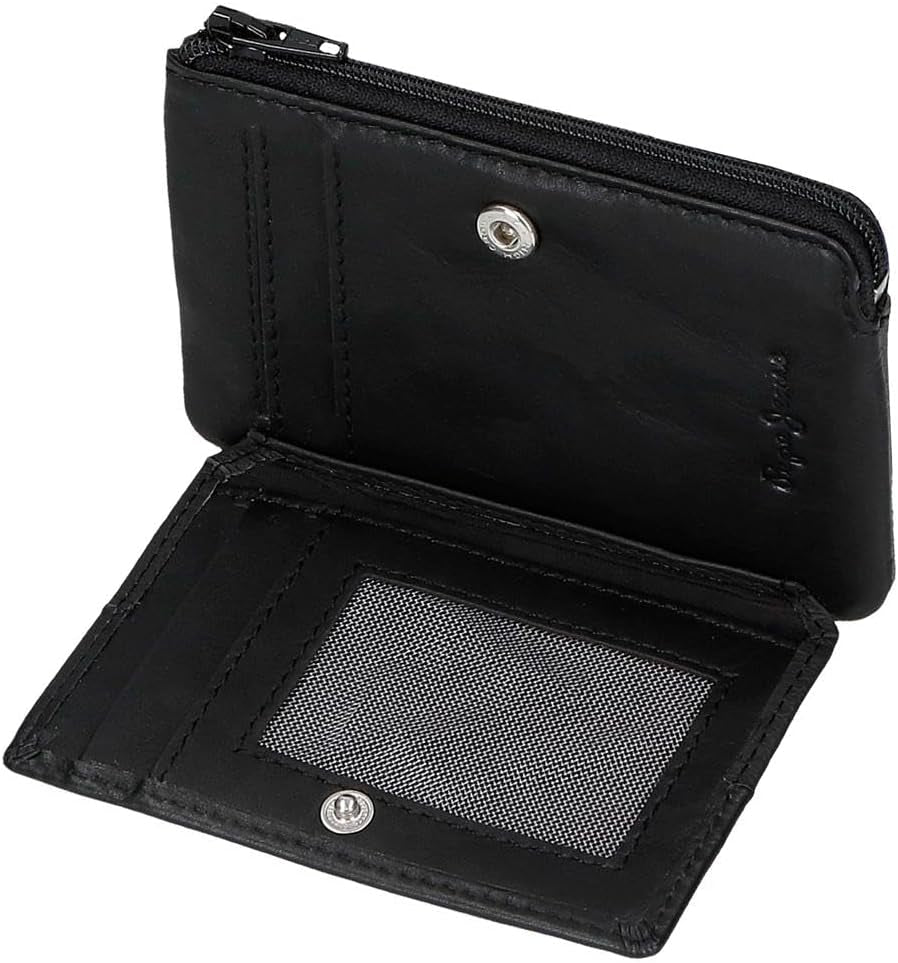 Pepe Jeans Joumma Bags Double Purse, Negru, 11 x 7 x 1,5 cm, Piele, Negru, Talla única, Portofel Portofel Barbati Naty Shop