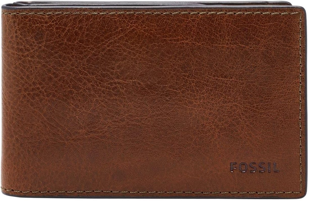 Portofel bifold Fossil Andrew din piele pentru bărbați 11,5 cm L x 1,9 cm l x 7,7 cm H Portofel Barbati Naty Shop Maro