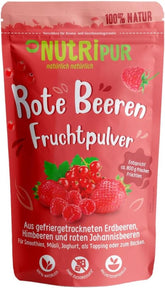 Pudră de fructe roșii: 100g zmeură, coacăze roșii și căpșuni uscate prin congelare - fructe uscate fără zahăr adăugat, fără cerneală - bol de smoothie, pudră de smoothie - topping de la NutriPur Produse deshidratate Naty Shop Titlu implicit