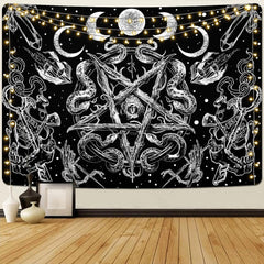 Tapiserie alishomtll witchy snake estetic gothic pentagram wall Casa - Accesorii si Decoratiuni Naty Shop Pentagrama 210L X 150B Cm