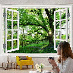 Tapiserie peisaj jungla xxl padure panza fereastra Casa - Accesorii si Decoratiuni Naty Shop 350L X 256B Cm