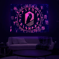 Tapiserie viking blacklight reactiv red meditation runes odins Casa - Accesorii si Decoratiuni Naty Shop
