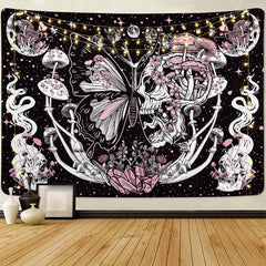 Tapiserie yrendenge fluturi schelet ciuperci casa stele luna Casa - Accesorii si Decoratiuni Naty Shop Molia ciupercă craniană 150X130Cm