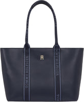 Tommy Hilfiger Th Logotape Tote Aw0aw17198 Tote Bag Genti Femei Naty Shop Albastru (Space Blue)