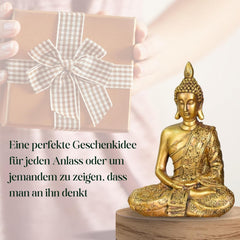 Zen'Light - Statuetă cu cap de Buddha Sanci - Decorațiune pentru Zen, meditație și feng shui - Cadou pentru o atmosferă relaxantă și spirituală - Statuie de Buddha - Înălțime: 18 cm - Culoare: auriu Statuete si sculpturi Naty Shop