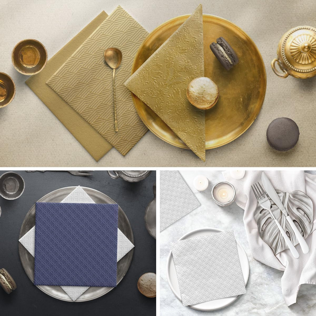 PAW - Șervețele gofrate 3 straturi (33 X 33 Cm) I 20 bucăți I Perfect pentru zile de naștere, petreceri, nunți, comuniuni, sărbători I Decorațiuni de masă Șervețele din hârtie texturată I Inspirație modernă (Hortensia)