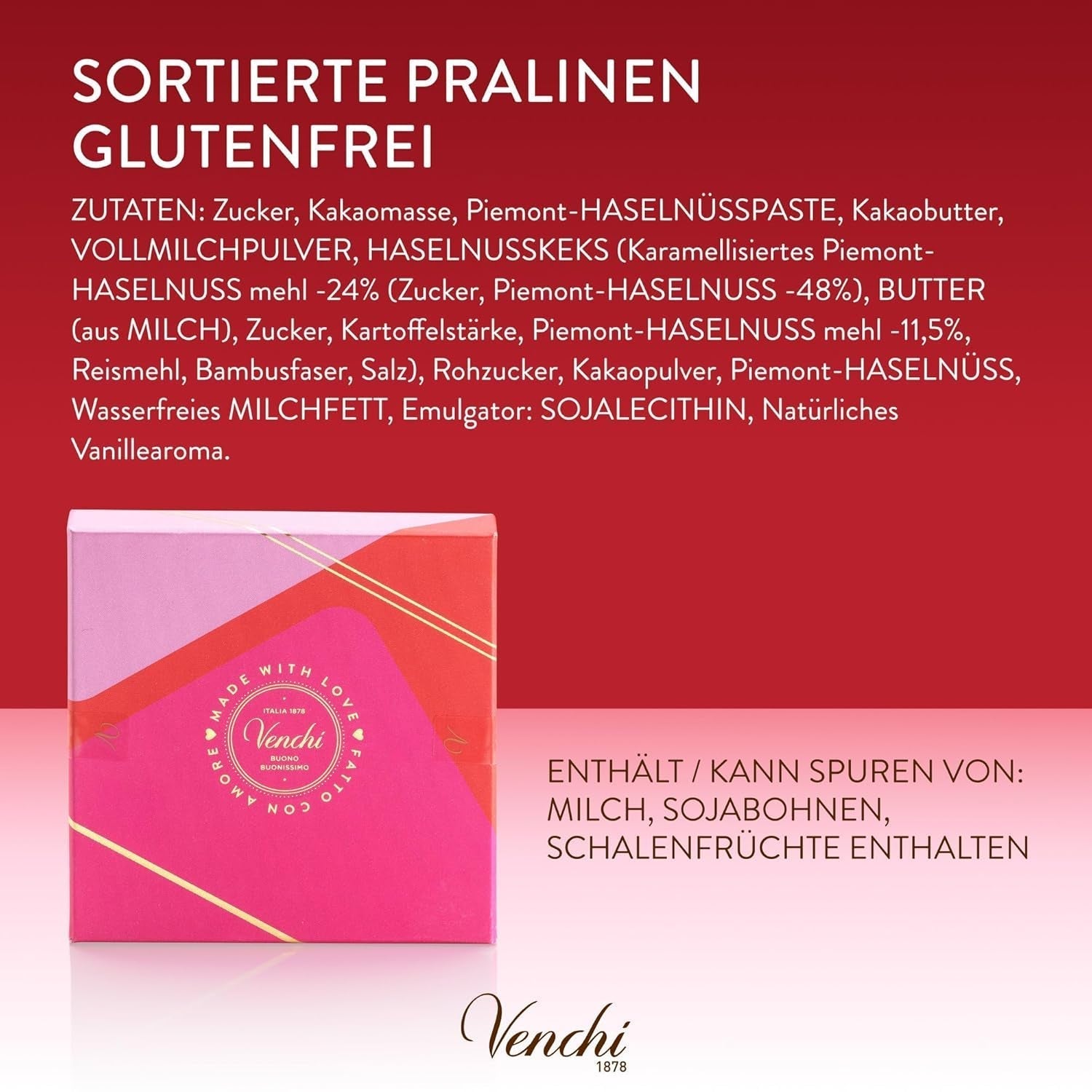 Venchi - Gaveæske med 9 chokolader Baciodidama og Vegan Chocoviar Gianduia, glutenfri, Valentinsdag Collection Chocolates Naty Shop