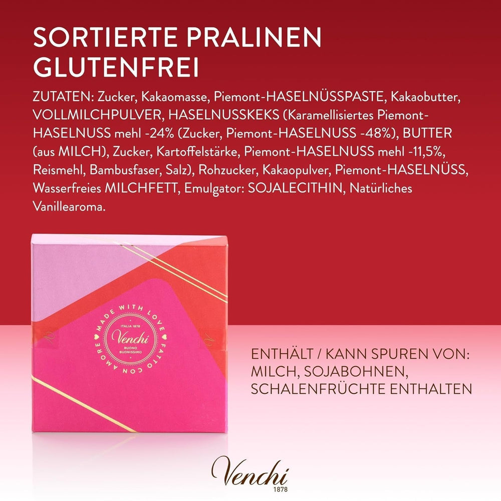 Venchi - Gaveæske med 9 chokolader Baciodidama og Vegan Chocoviar Gianduia, glutenfri, Valentinsdag Collection Chocolates Naty Shop