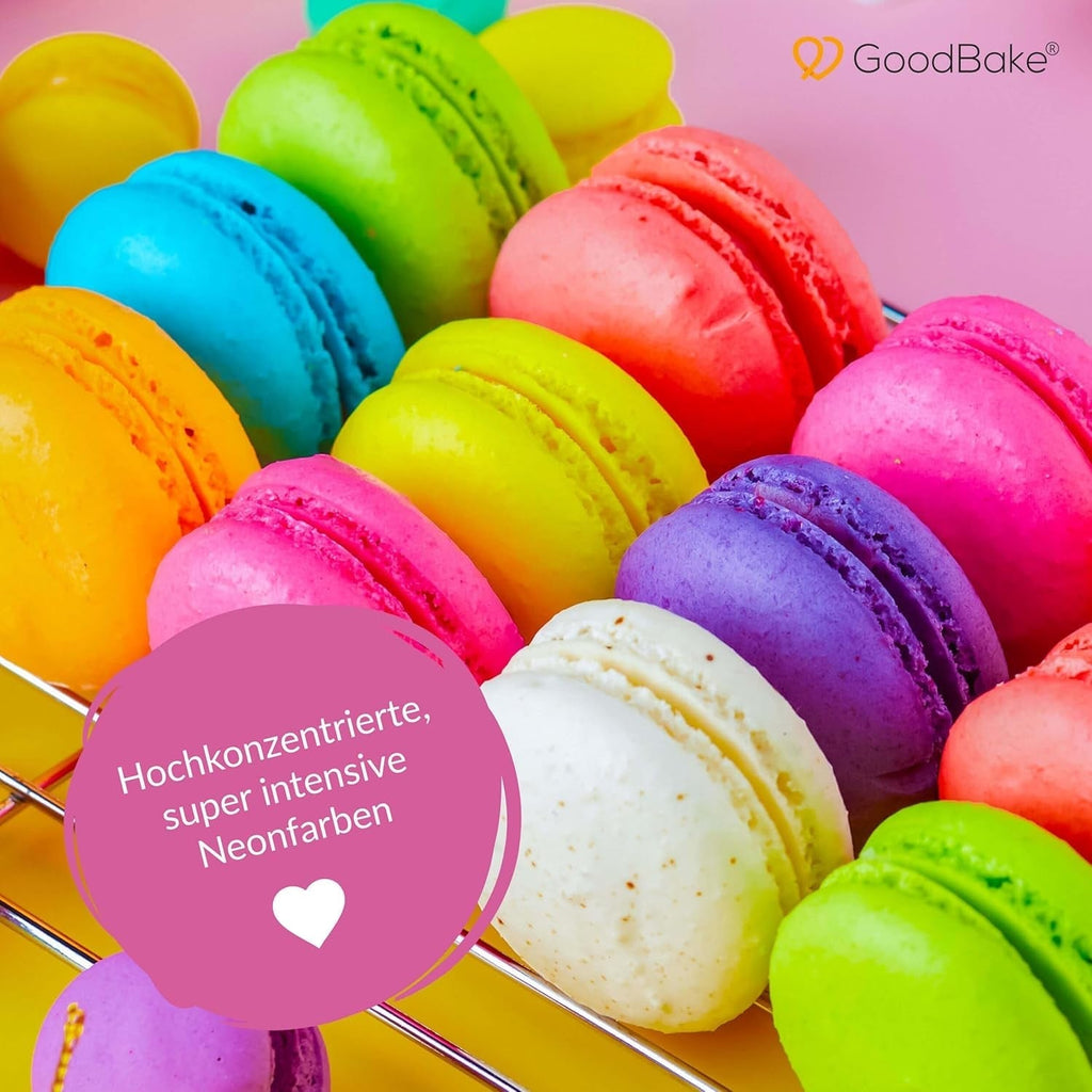 Goodbake Neonlebensmittelfarben 6 Farben Set – Intensive Lebensmittelfarbe – Lebensmittelfarbpaste – Zum Einfärben Von Torten, Fondant, Buttercreme Uvm. – 100% Vegan Naty Shop