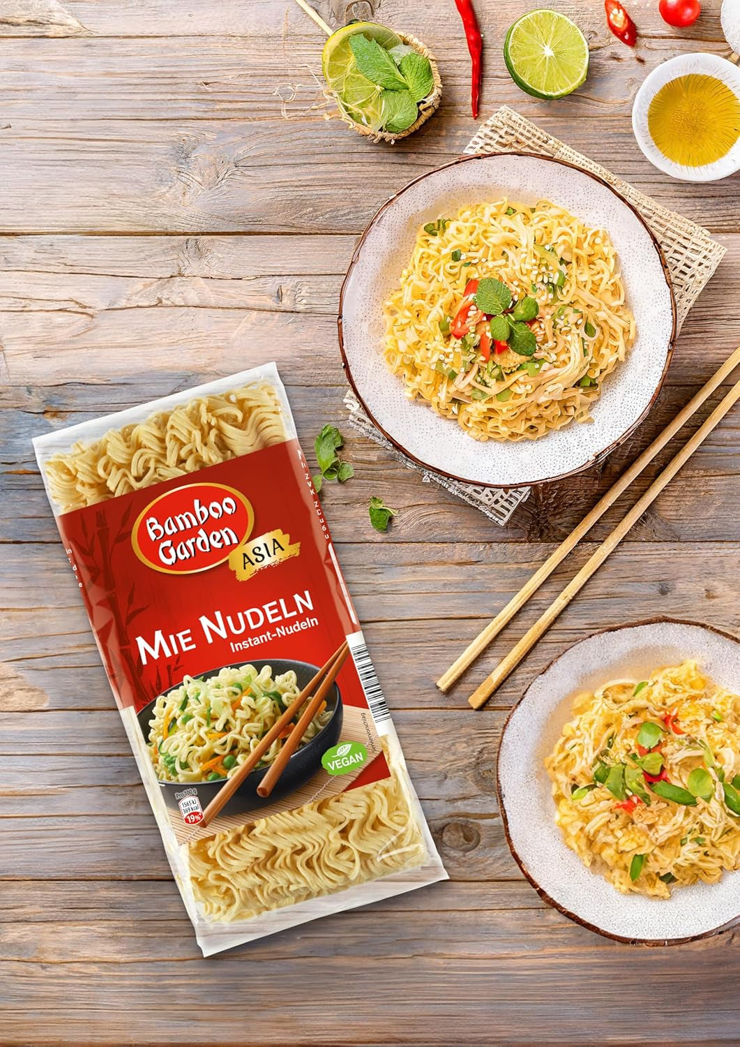 Bambushave - Mie Nudler | Instant nudler til asiatisk køkken | Ideel til wok-retter eller supper Veganere | 250 g pose