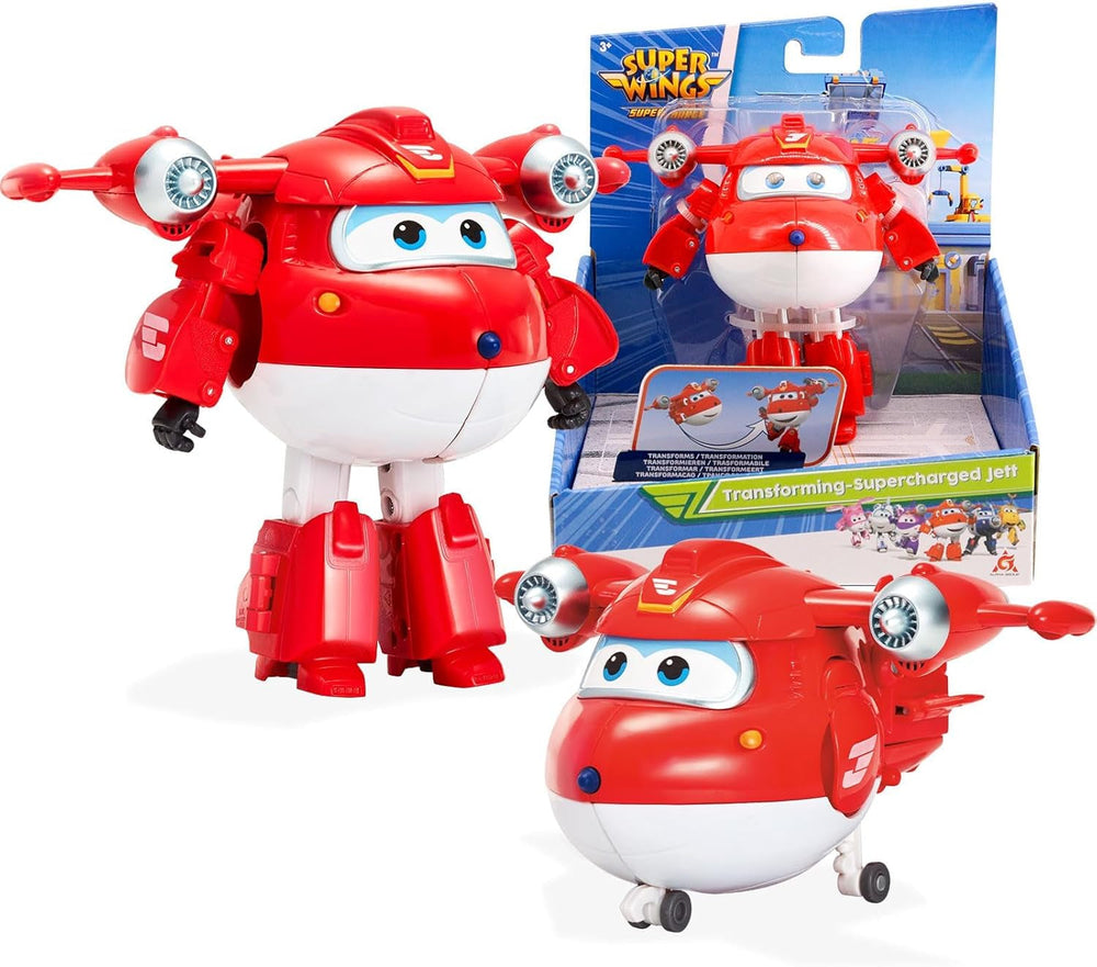 Auldey EU740283 Super Wings Transformer Figur JETT Supercharge 12 Cm, Farvede actionfigurer Naty Shop Jett S4