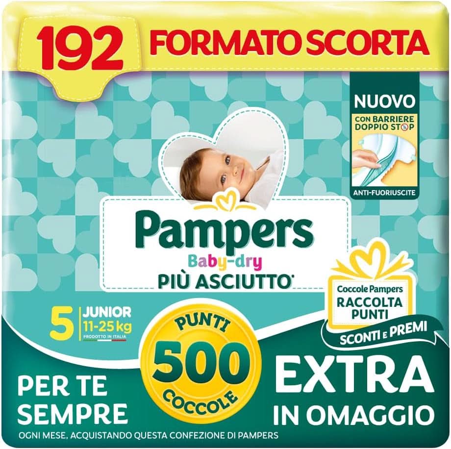 Pampers Baby Dry Junior str. 5 (11-25 kg), 192 bleer Mor og barn Naty Shop