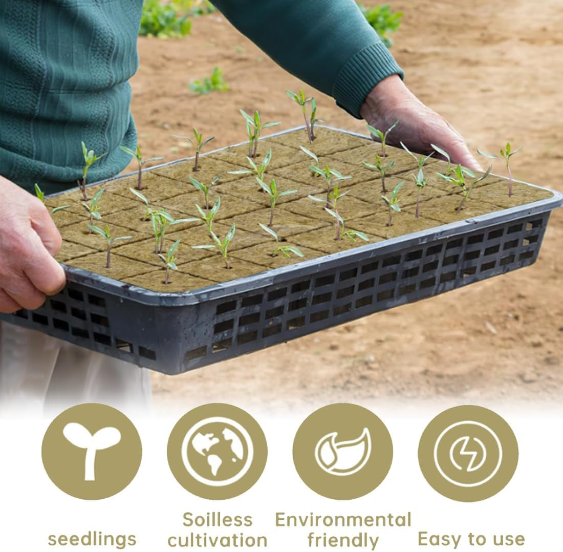 Rockwool-frøplanteterninger 28 - Rockwool-terninger 4x4x4cm - Frøplanteterninger, Rockwool-terninger, hydroponiske frøplantesystemer/klonede planter/skoleprojekter, dyrkning af frøplanter uden jord