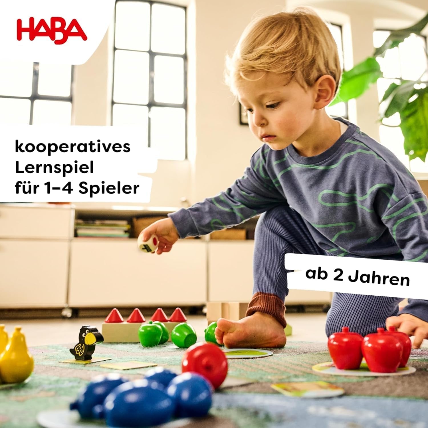 HABA First Orchard – My First Games: Bræt- og familiespil om farver og former, Klassisk trælegetøj til småbørn fra 2 år – 1004655001