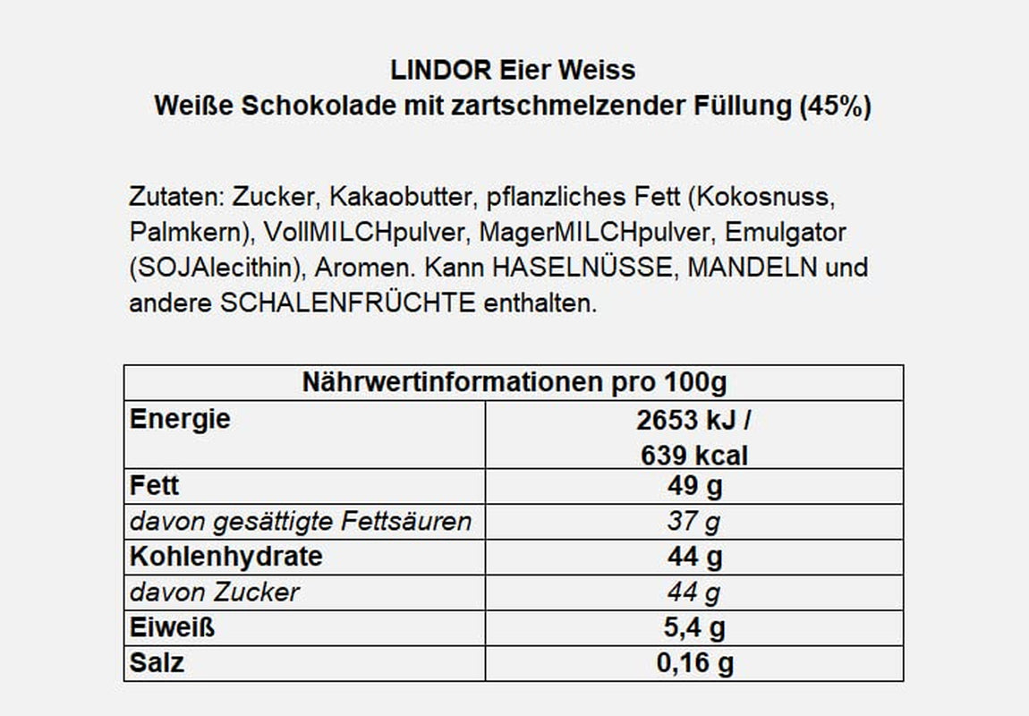 LINDOR æg med Lindt chokolade | 4 æsker á 450 g hver | LINDOR-æg med mælkechokolade, hvid, mørk og hasselnød, smeltet i munden | Påskechokolade | Gave af chokolade | påskeæg | Chokoladeæg