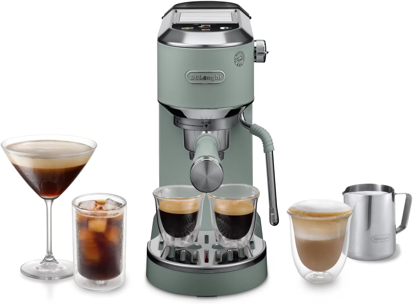 De'Longhi Dedica Style EC 685.B – Espressor cu portafiltru, espressor cu spumator de lapte profesional, doar 15 cm lățime, pentru cafea măcinată sau capsule ESE, rezervor de apă de 1 l, negru