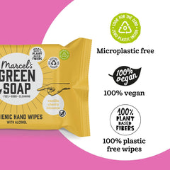 Marcel's grønne sæbe håndvådservietter 60 pakke - vanilje & kirsebærblomster - plantebaseret - økologisk