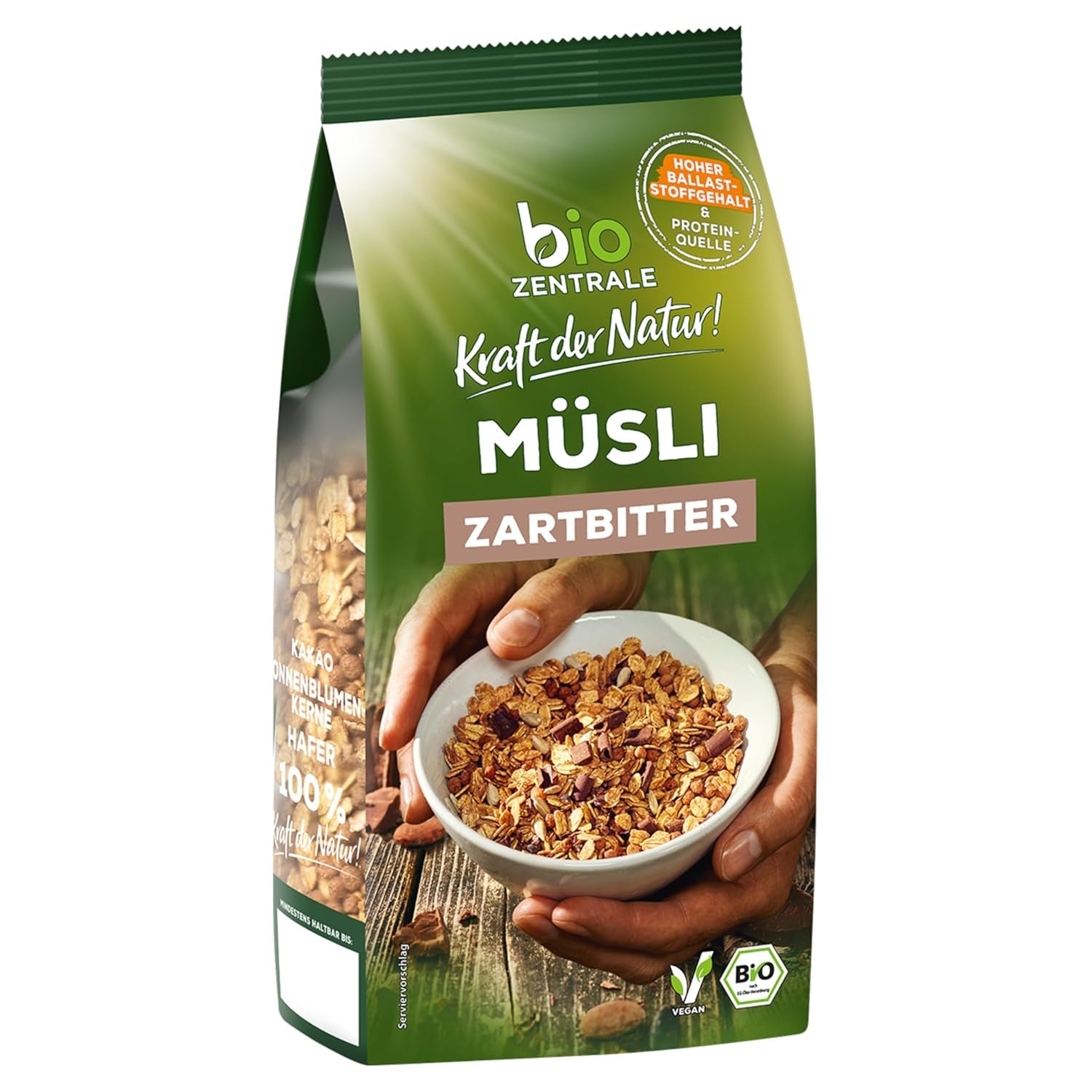 Biocentral müsli med mørk chokolade | 500 g økologisk vegansk | Ideel til morgenmad og din kop takeaway müsli | Alternativ til müslibarer
