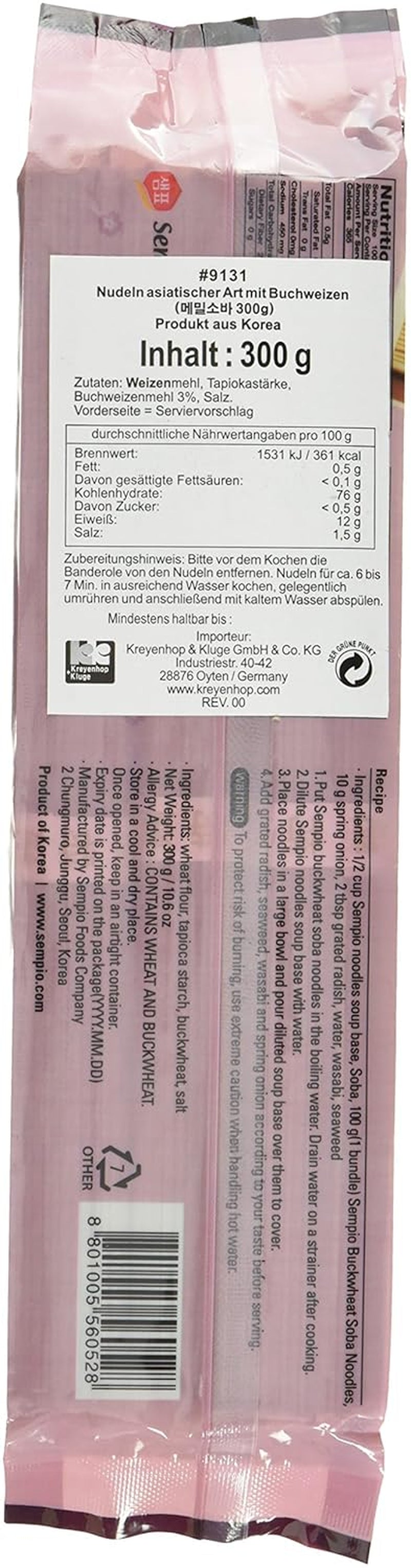 Sempio boghvede nudler (komfur), pakke med 4 (4 x 300 g)