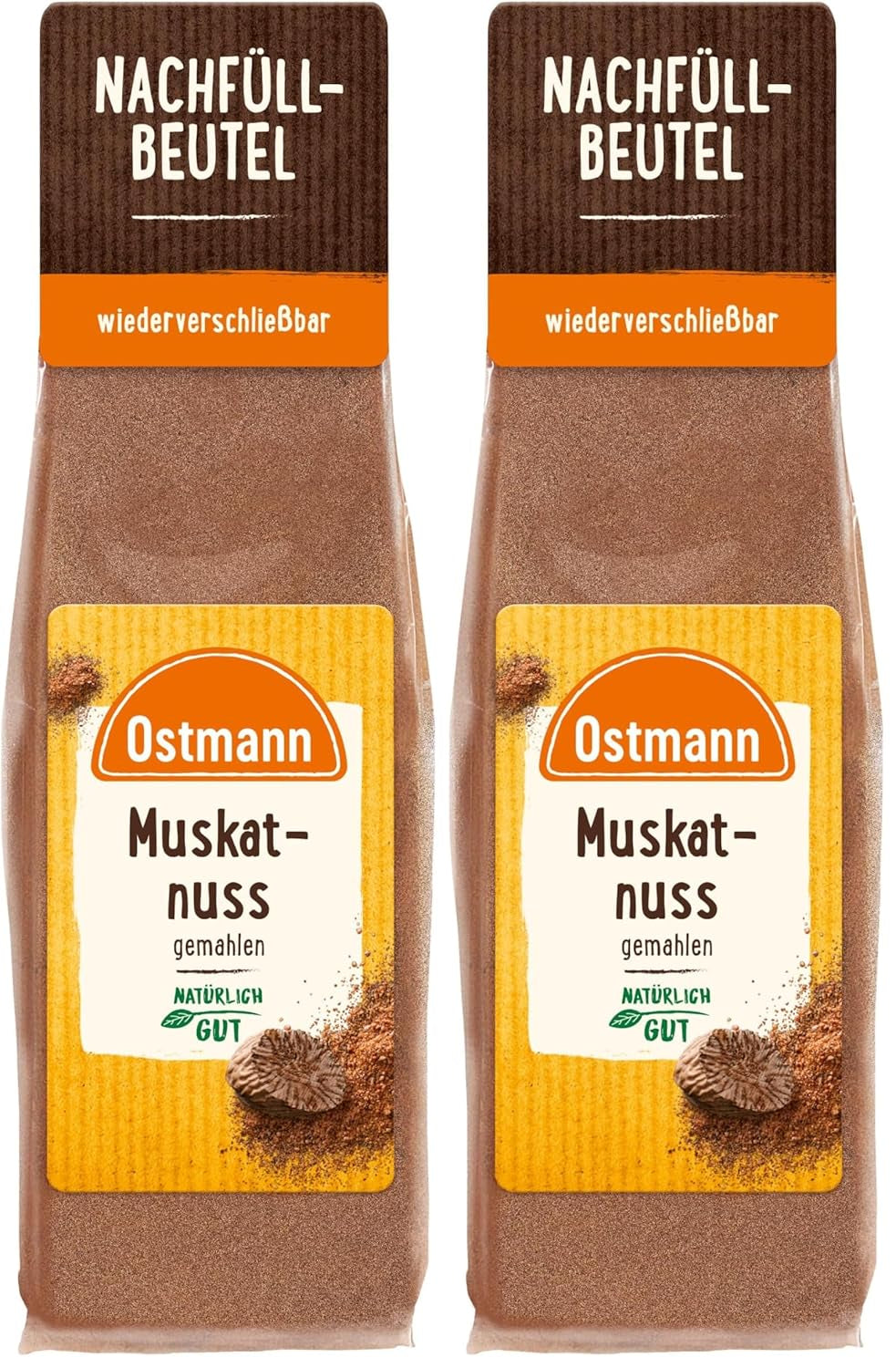 Ostmann Gewürze - Muskatnuss gemahlen | Ideel til at tilføje smag til kartoffelretter Zum Nachfüllen der Streudose | 50 g genlukkelig pose