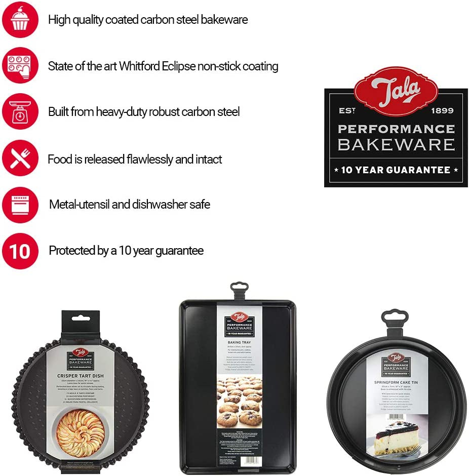 Tala Performance Muffin-Blech, 6 Löcher, Jumbo-Größe, Karbonstahl Von Professioneller Stärke, Mit Antihaftender Eclipse-Beschichtung, Schwarz Forme og bakker til bagning Naty Shop