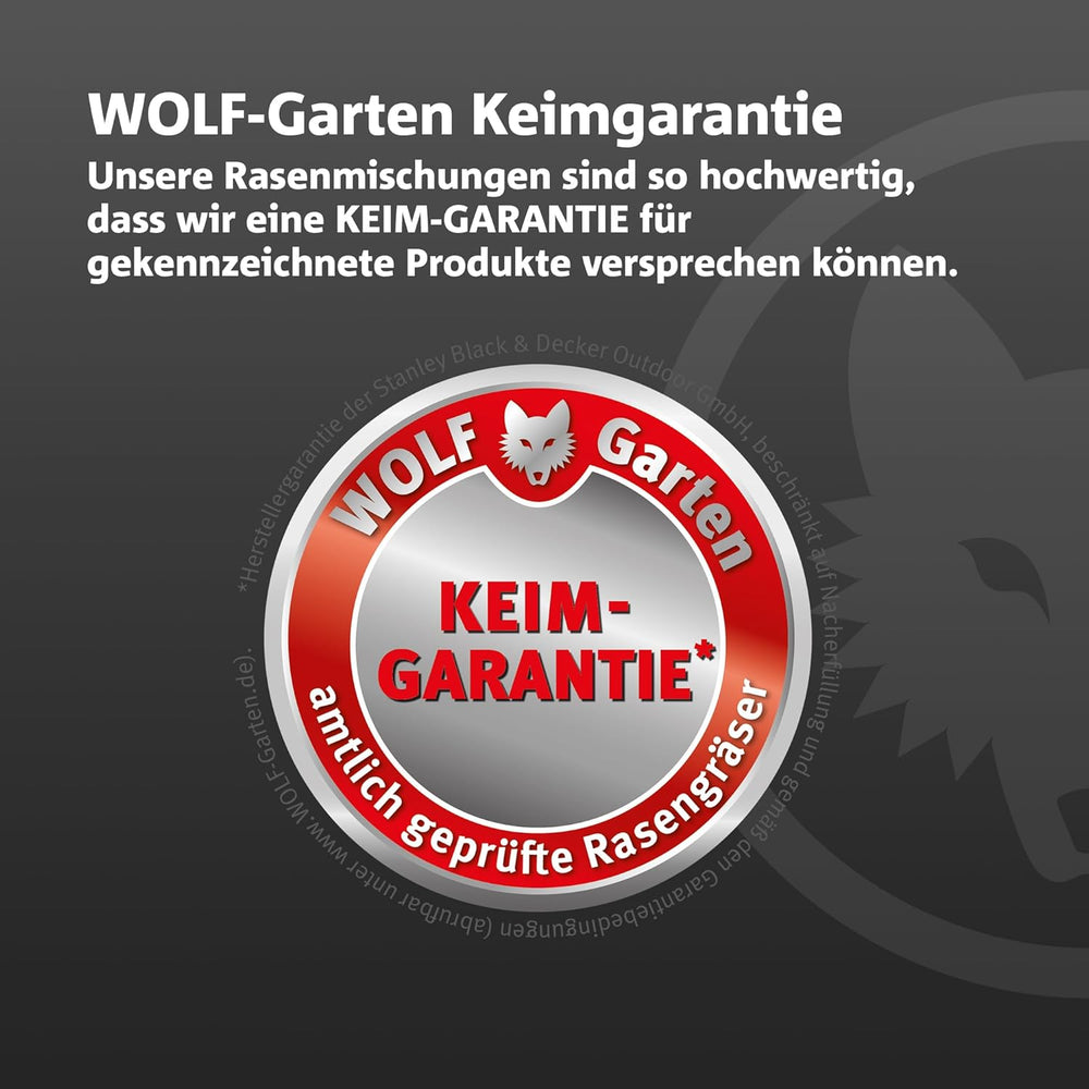 Wolf-Garten Turbo-Nachsaat Zur Rasensanierung LR50 (Für 50 M2, Hohe Dichte Mit Ca. 70.000 Trieben/M2, Für Alle Rasentypen Geeignet, Mit Wolf-Garten Keimgarantie, Im 1Kg Karton) 3826031